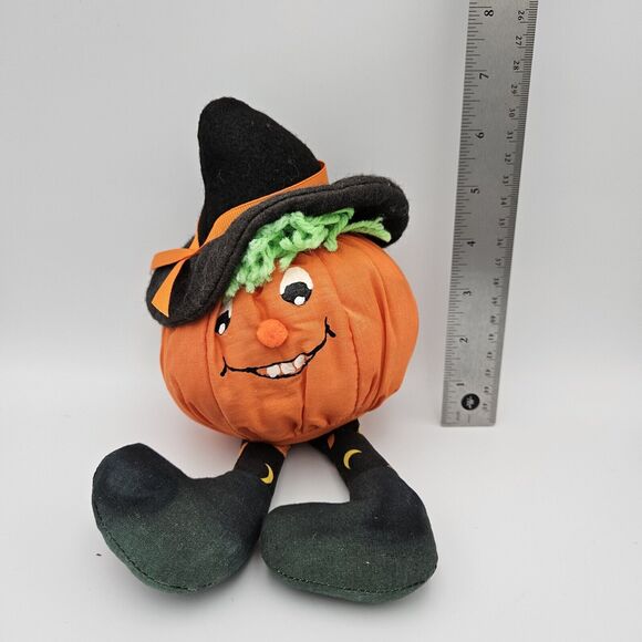 Vintage Halloween Witch Pumpkin Plush - Hand Painted Face - Picture 3 of 3
